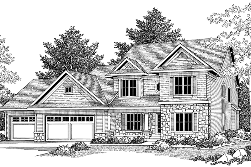 Architectural House Design - Exterior - Front Elevation 3 for Country House Plan #70-1379 - 4 bed, 2.5 bath