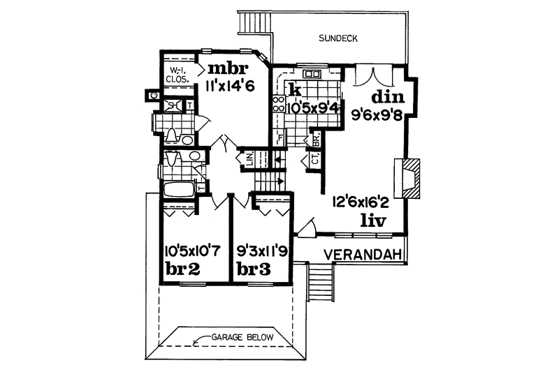 House Design - Floor Plan - Main Floor for Contemporary House Plan #47-714 - 3 bed, 2.5 bath