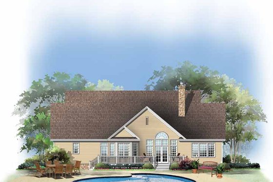 Exterior - Rear Elevation for Ranch House Plan #929-654 - 3 bed, 2 bath