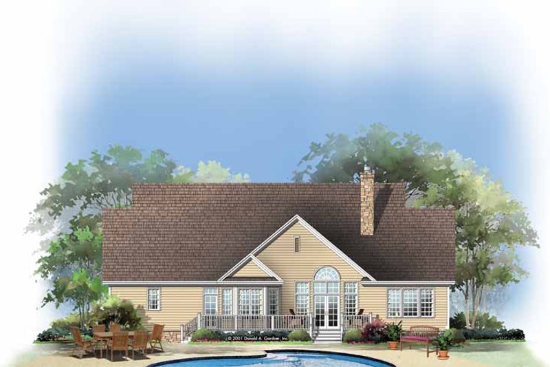 Dream House Plan - Exterior - Rear Elevation for Ranch House Plan #929-654 - 3 bed, 2 bath