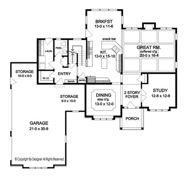 Home Plan - Colonial Floor Plan - Main Floor Plan #1010-167