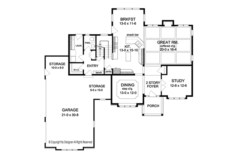 House Plan Design - Floor Plan - Main Floor for Colonial House Plan #1010-167 - 4 bed, 2.5 bath