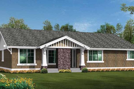 Exterior - Rear Elevation for Craftsman House Plan #132-538 - 3 bed, 2.5 bath