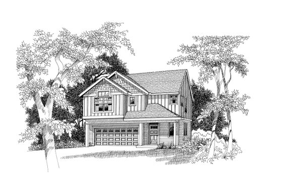 Exterior - Front Elevation for Craftsman House Plan #53-503 - 3 bed, 2.5 bath