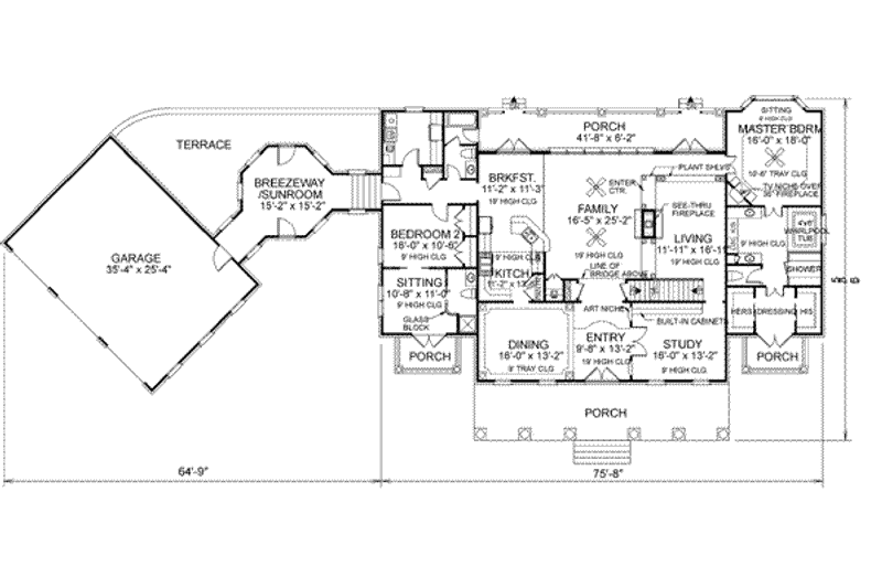 Home Plan - Floor Plan - Main Floor for Colonial House Plan #56-228 - 4 bed, 4 bath
