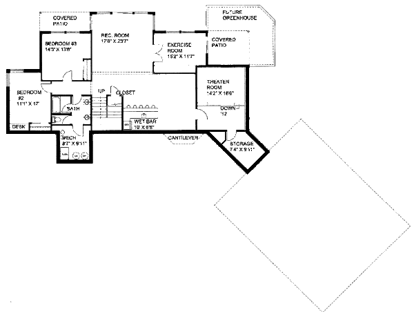 Modern Floor Plan - Lower Floor Plan #117-653