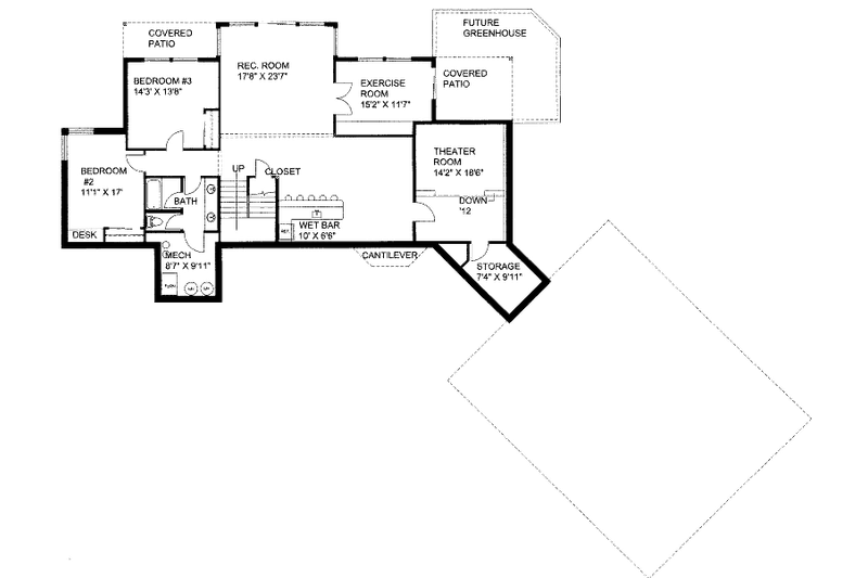Dream House Plan - Floor Plan - Lower Floor for Modern House Plan #117-653 - 3 bed, 3.5 bath