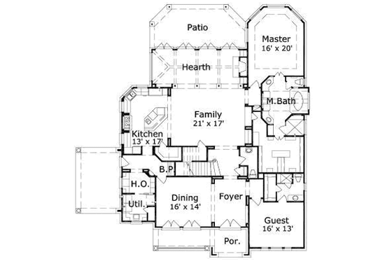 Floor Plan - Main Floor for Traditional House Plan #411-190 - 5 bed, 4 bath