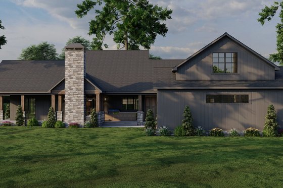 Exterior - Rear Elevation for Farmhouse House Plan #923-393 - 3 bed, 3.5 bath