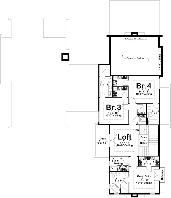 Architectural House Design - Floor Plan - Upper Floor for Mediterranean House Plan #455-807 - 4 bed, 4.5 bath