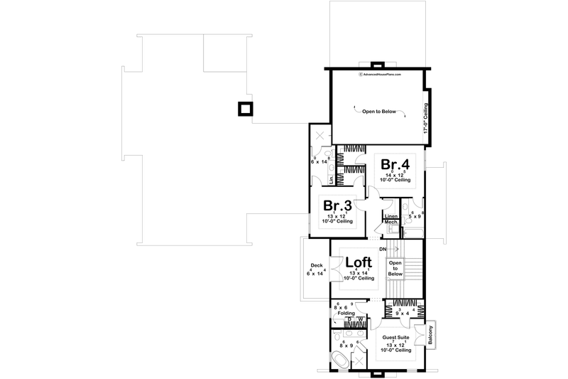 Architectural House Design - Floor Plan - Upper Floor for Mediterranean House Plan #455-807 - 4 bed, 4.5 bath