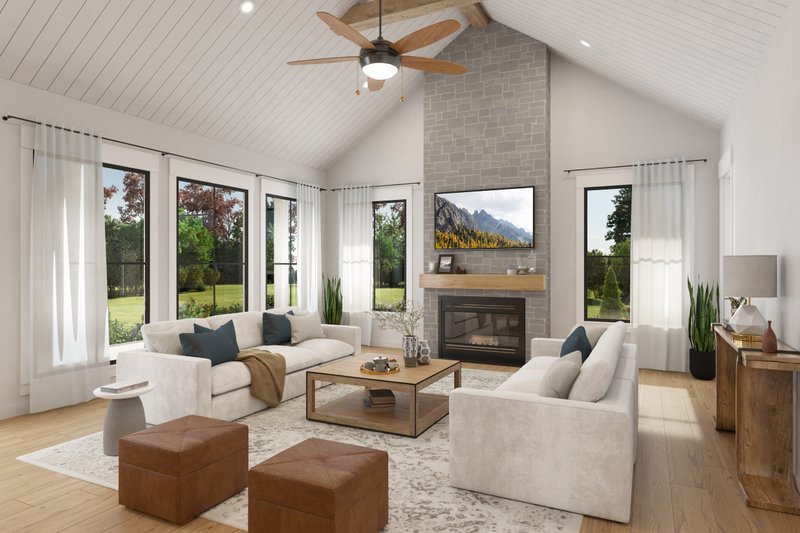 Dream House Plan - Interior - Family Room for Farmhouse House Plan #430-364 - 3 bed, 2.5 bath