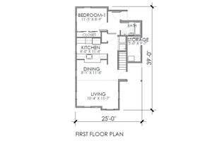 Floor Plan - Main Floor for Craftsman House Plan #518-6 - 3 bed, 2 bath
