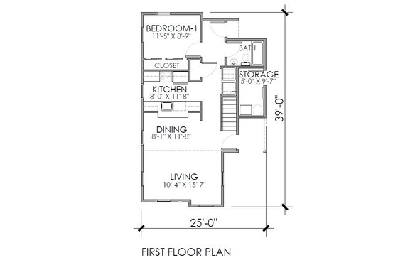 Floor Plan - Main Floor for Craftsman House Plan #518-6 - 3 bed, 2 bath