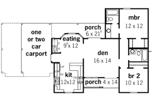 Floor Plan - Main Floor for Traditional House Plan #16-240 - 2 bed, 2 bath