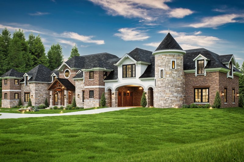 Home Plan - Exterior - Front Elevation 4 for Mediterranean House Plan #119-414 - 4 bed, 4.5 bath