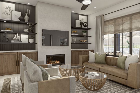 Interior - Family Room 1 for Adobe / Southwestern House Plan #455-572 - 3 bed, 2 bath