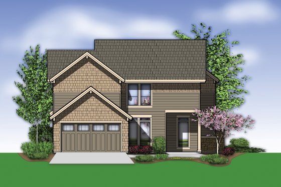 Exterior - Rear Elevation for Craftsman House Plan #48-577 - 3 bed, 2.5 bath