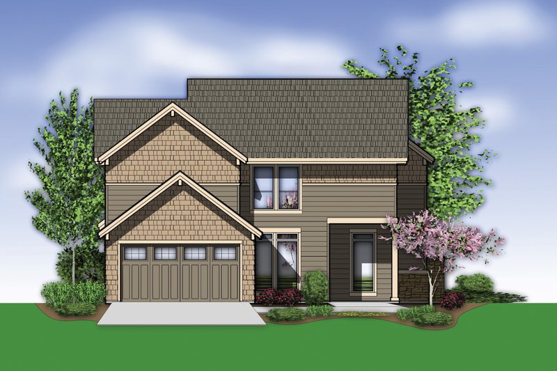 House Blueprint - Exterior - Rear Elevation for Craftsman House Plan #48-577 - 3 bed, 2.5 bath