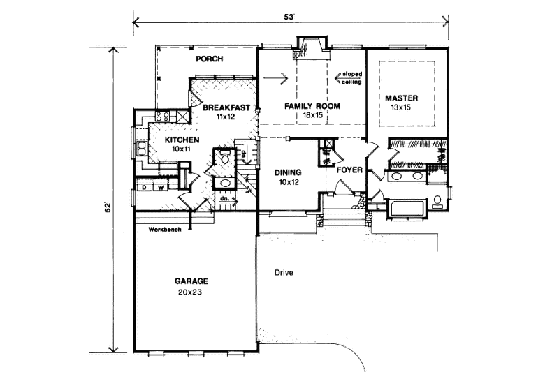 Dream House Plan - Floor Plan - Main Floor for European House Plan #41-137 - 3 bed, 2.5 bath