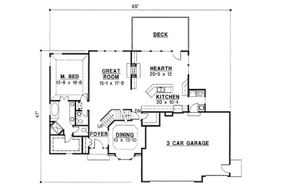 Floor Plan - Main Floor for Traditional House Plan #67-407 - 4 bed, 2.5 bath