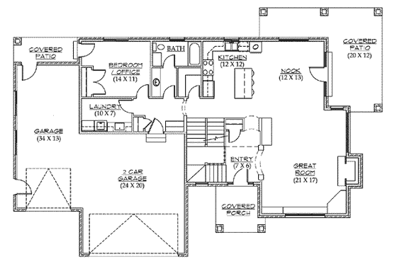 Floor Plan - Main Floor for Country House Plan #5-189 - 4 bed, 3 bath