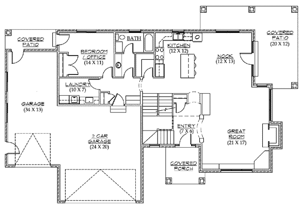 Country Floor Plan - Main Floor Plan #5-189