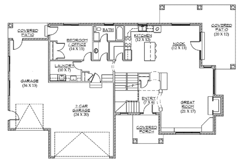 Architectural House Design - Floor Plan - Main Floor for Country House Plan #5-189 - 4 bed, 3 bath