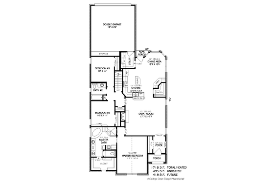 Floor Plan - Main Floor for European House Plan #424-124 - 3 bed, 2 bath