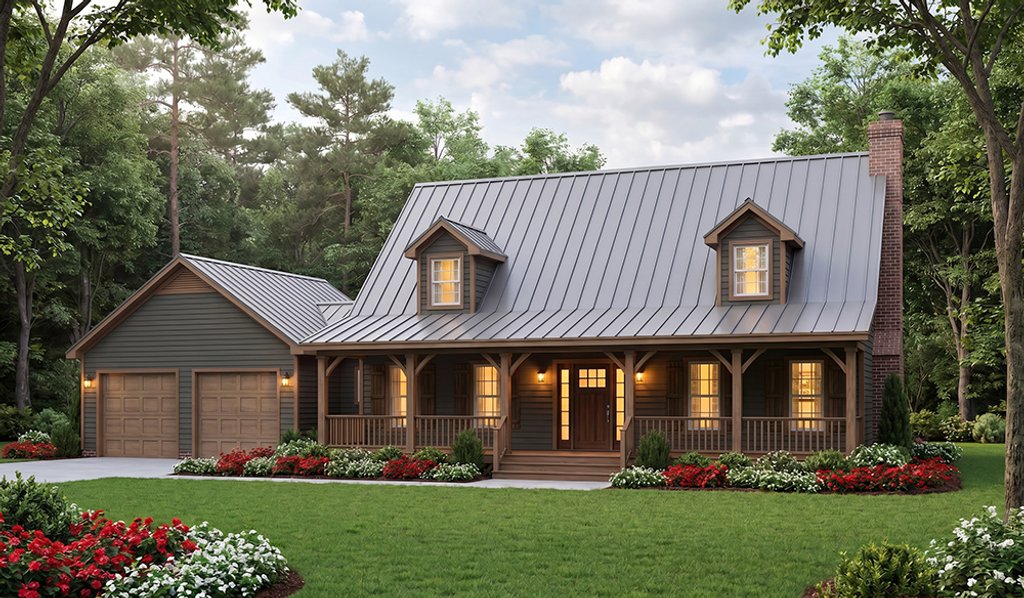 Exterior - Front Elevation 2 for Country House Plan #406-229 - 3 bed, 2.5 bath