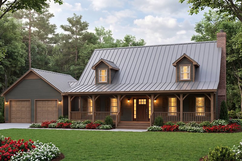 Architectural House Design - Exterior - Front Elevation 2 for Country House Plan #406-229 - 3 bed, 2.5 bath