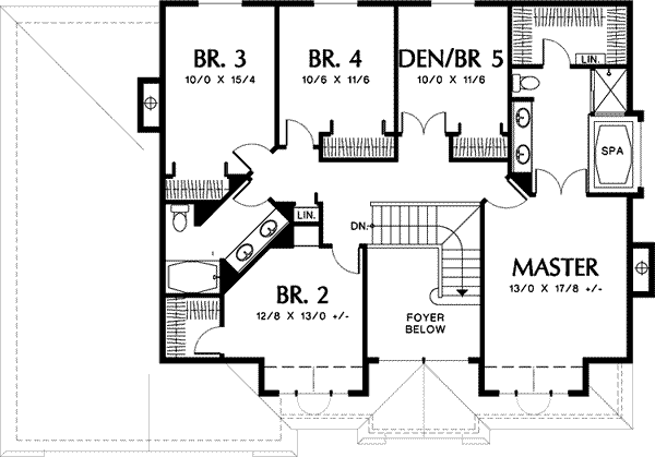 Architectural House Design - Craftsman Floor Plan - Upper Floor Plan #48-219