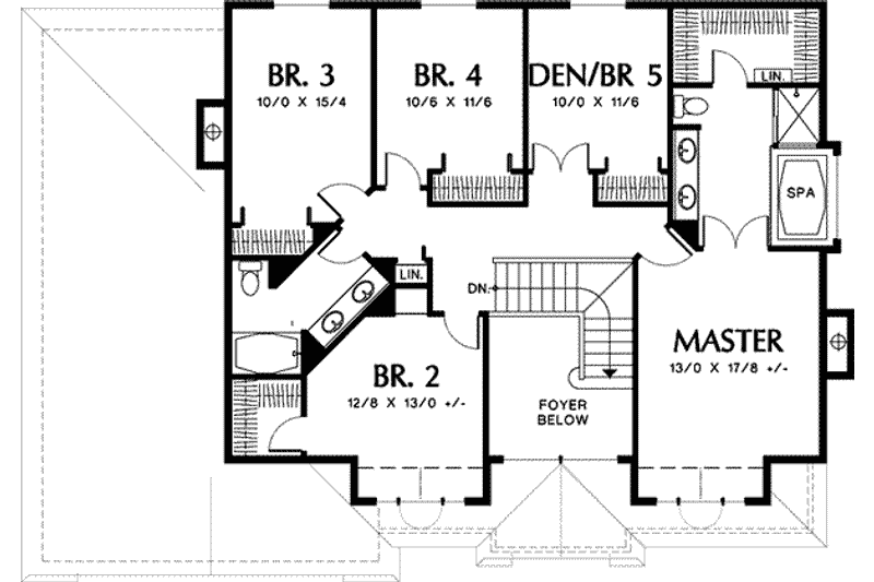 Home Plan - Floor Plan - Upper Floor for Craftsman House Plan #48-219 - 5 bed, 2.5 bath