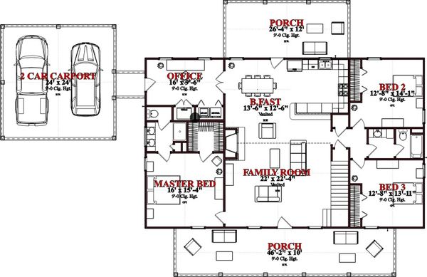 Cottage Floor Plan - Main Floor Plan #63-399