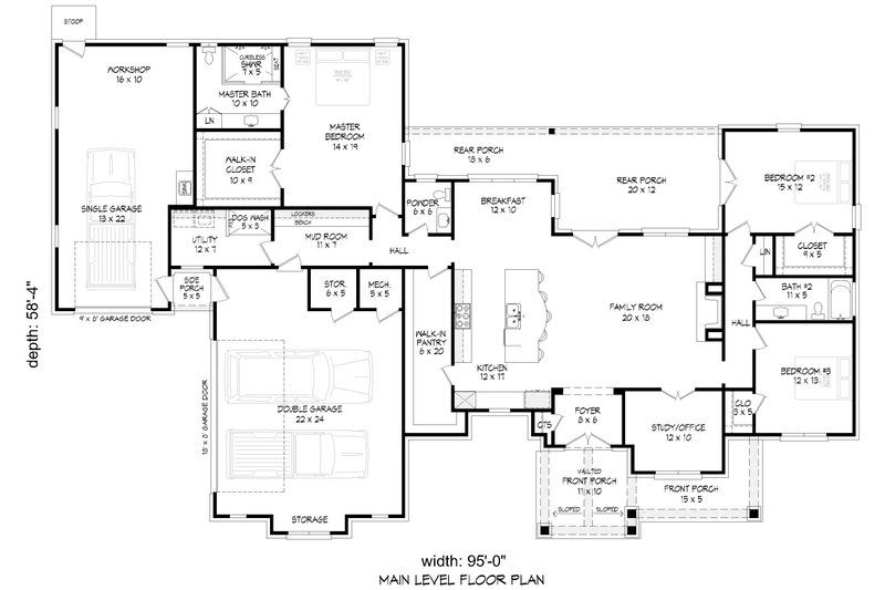 House Design - Floor Plan - Main Floor for Country House Plan #932-1229 - 3 bed, 2.5 bath