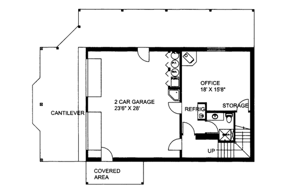 Floor Plan - Lower Floor for Bungalow House Plan #117-678 - 2 bed, 3 bath