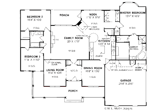 Floor Plan - Main Floor for Country House Plan #20-199 - 3 bed, 2 bath