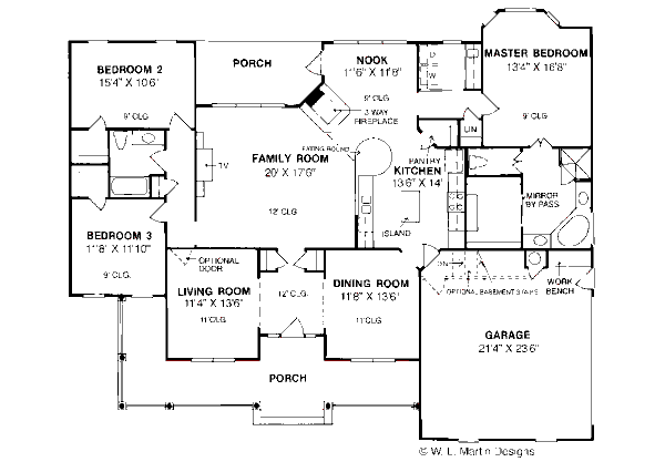 Architectural House Design - Country Floor Plan - Main Floor Plan #20-199