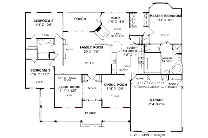 Dream House Plan - Floor Plan - Main Floor for Country House Plan #20-199 - 3 bed, 2 bath