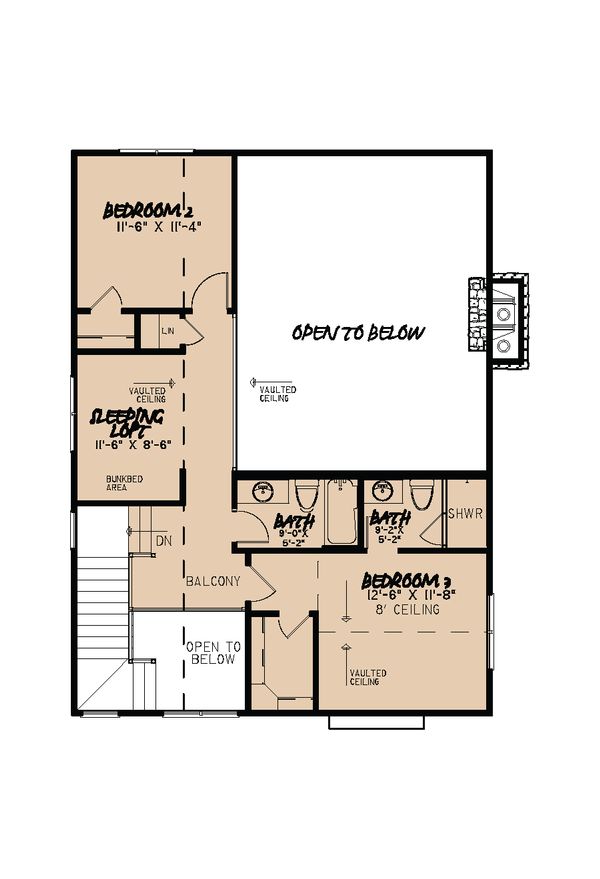 Cabin Floor Plan - Upper Floor Plan #923-25