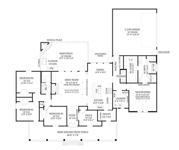 Architectural House Design - Farmhouse Floor Plan - Main Floor Plan #1074-31