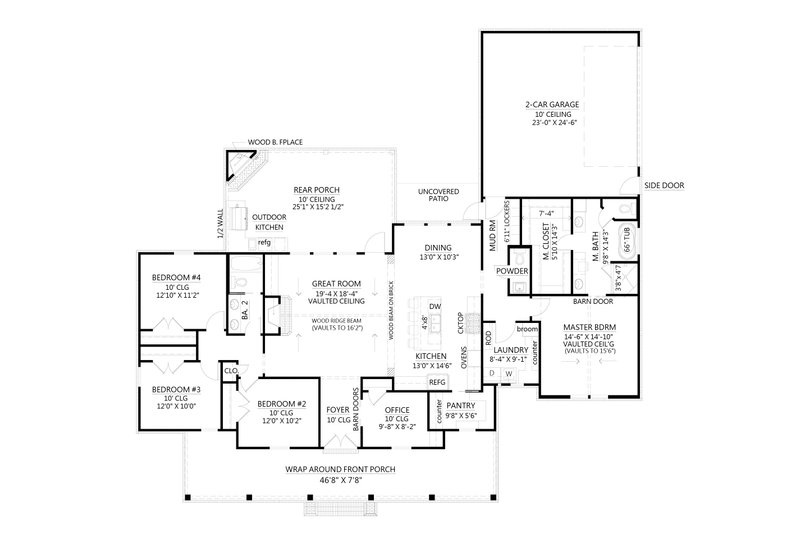 Dream House Plan - Floor Plan - Main Floor for Farmhouse House Plan #1074-31 - 4 bed, 2.5 bath