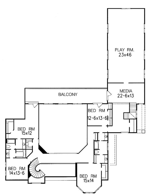 House Plan Design - Mediterranean Floor Plan - Upper Floor Plan #15-361