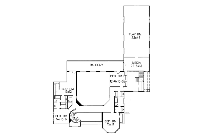 Home Plan - Floor Plan - Upper Floor for Mediterranean House Plan #15-361 - 5 bed, 4 bath