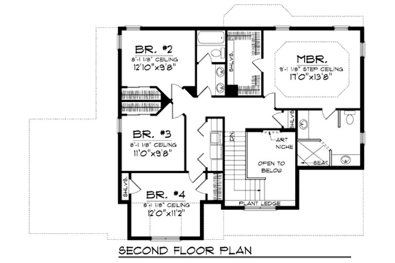 House Plan Design - Floor Plan - Upper Floor for Bungalow House Plan #70-935 - 4 bed, 2.5 bath