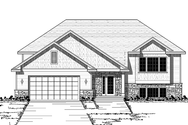 Home Plan - Exterior - Front Elevation 3 for Contemporary House Plan #51-593 - 3 bed, 1 bath
