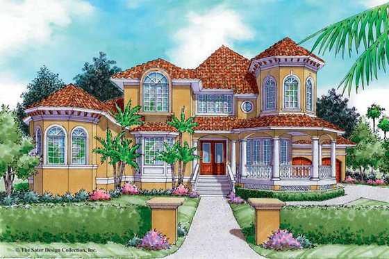 Exterior - Front Elevation 3 for Mediterranean House Plan #930-164 - 4 bed, 3.5 bath