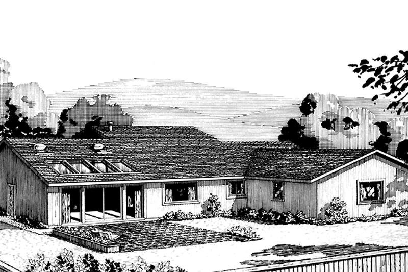 Home Plan - Exterior - Rear Elevation for Prairie House Plan #320-1257 - 3 bed, 2 bath