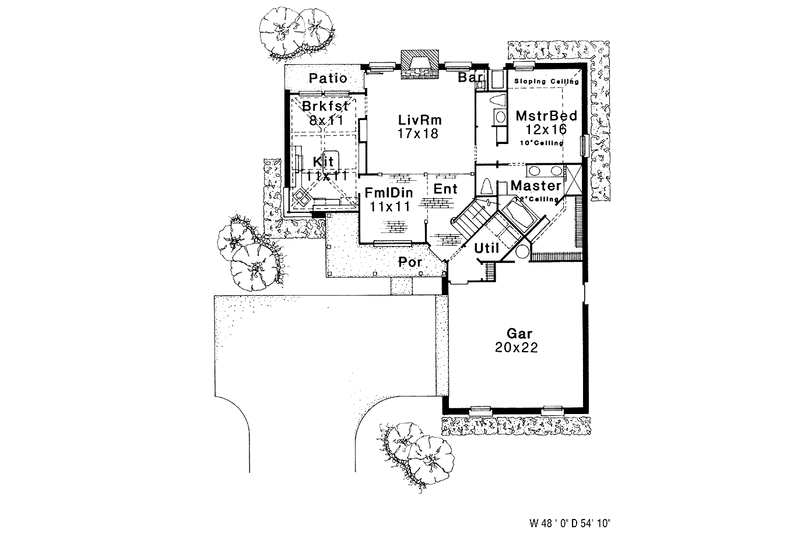 Dream House Plan - Floor Plan - Main Floor for Country House Plan #310-1016 - 3 bed, 2.5 bath