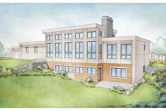 Exterior - Rear Elevation 1 for Modern House Plan #928-346 - 4 bed, 3 bath